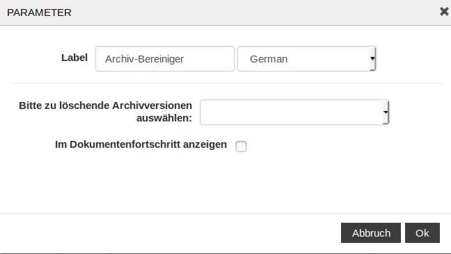 Archive-Cleaner configuration dialog