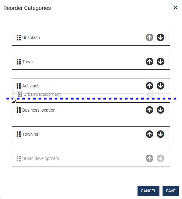 Resort categories via drag&dropRubriken umsortieren