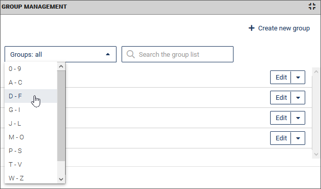 Filter groups