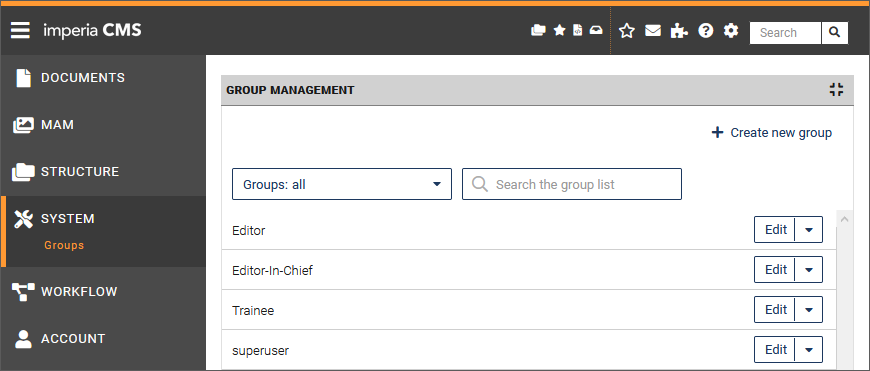 group management dialog