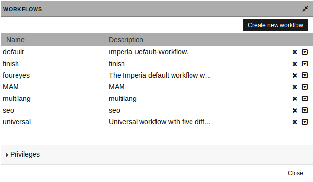Workflow manager dialog