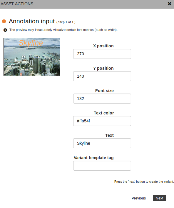 Text annotation settings