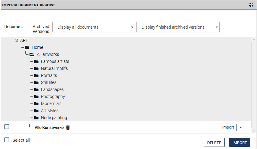 The document archive dialog